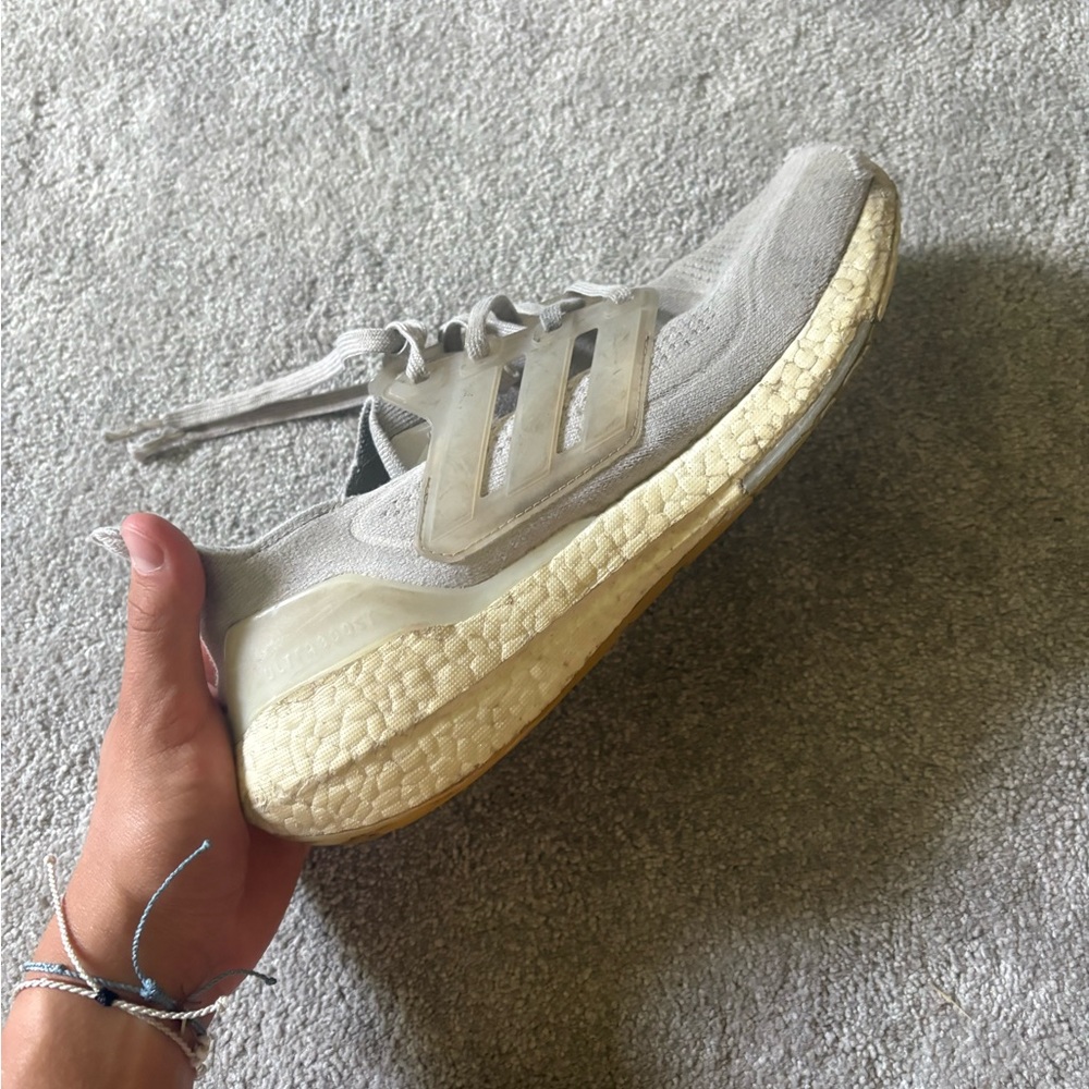Adidas Light Gray and Cream Running Shoes